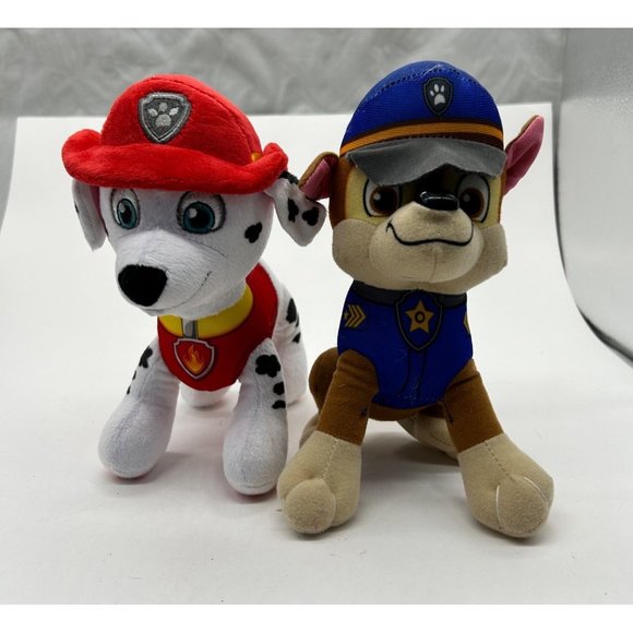 Nickelodeon Spin Master 2016 Chase & Marshal Paw Patrol 8" Plush Stuffed Animals - Picture 1 of 12